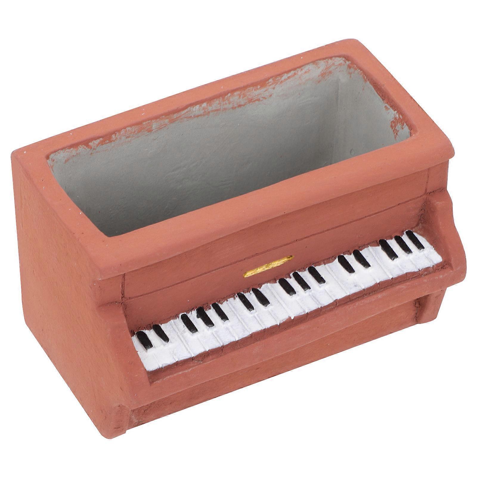 Creative Cement Flower Pot in Coffee Color for Storing with Lovely Piano Shape 1 Piece
