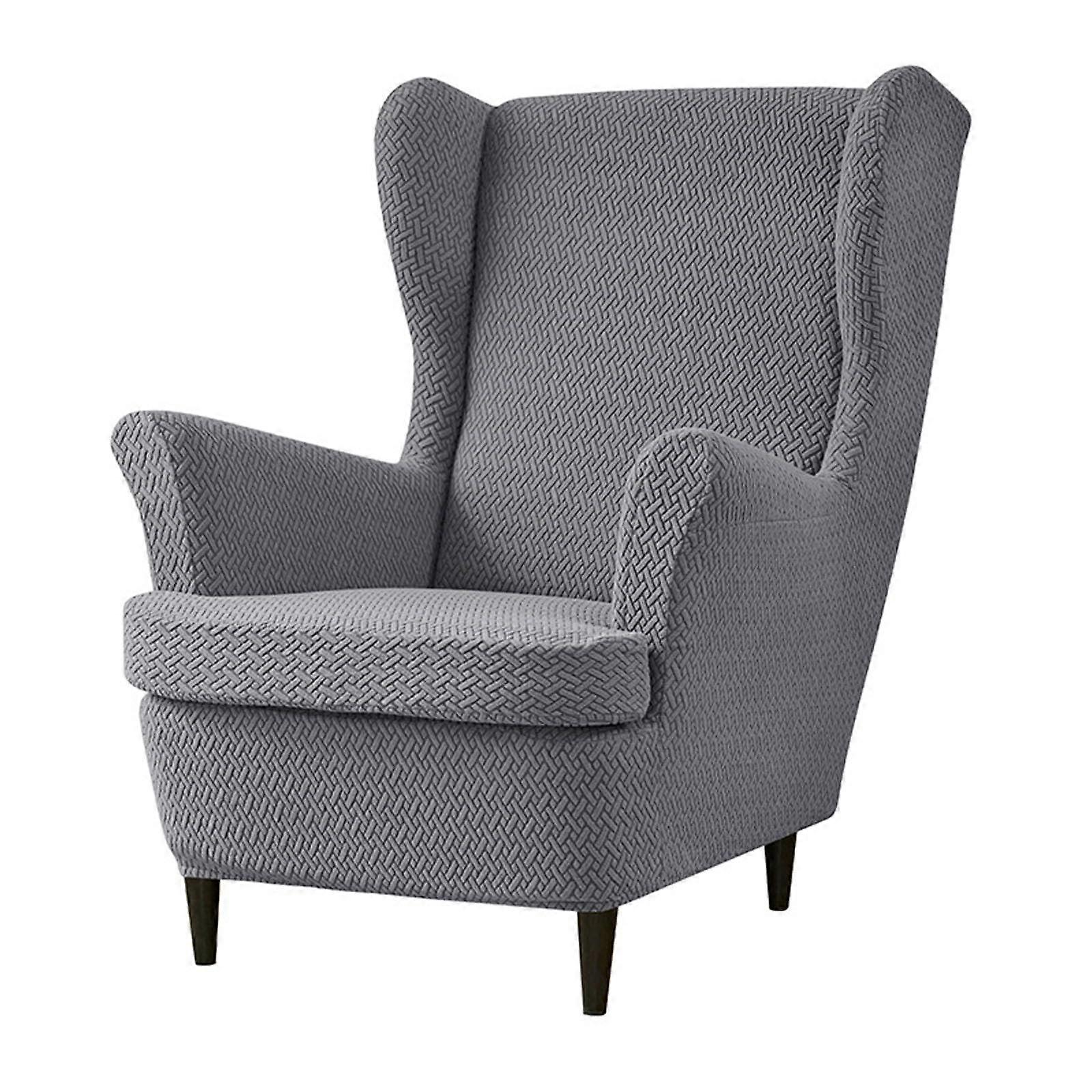 T-Förmiger Jacquard-Tiger-Hocker Sofa Bezug Dunkelgrau Bequem Atmungsaktiv 360° Rundum-Schutz für Wohnzimmer und Schlafzimmer