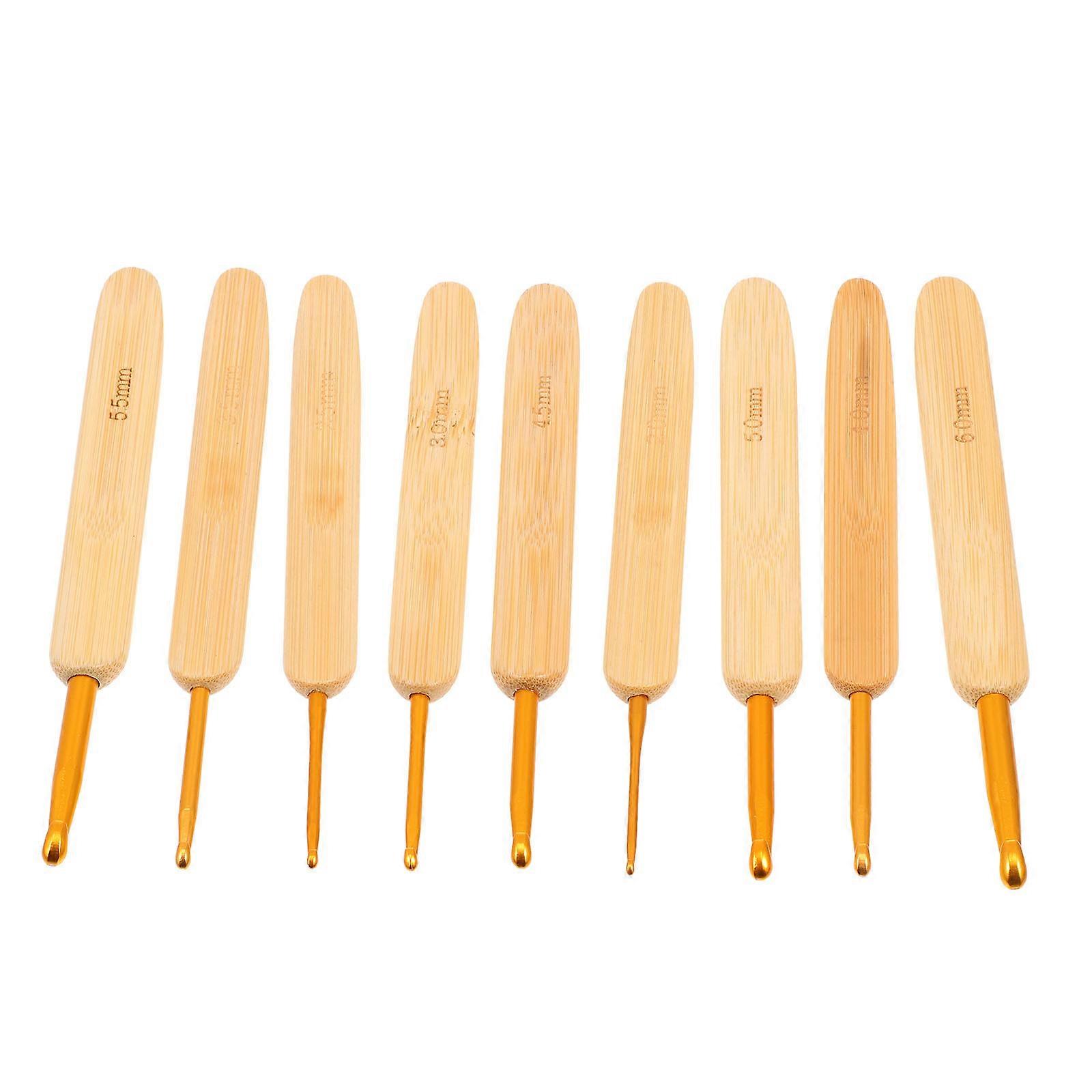 Crochet Necessities Bamboo Handle Diy Crafting Family Projects Orange Color 13.5X1.5cm Size 9Pcs