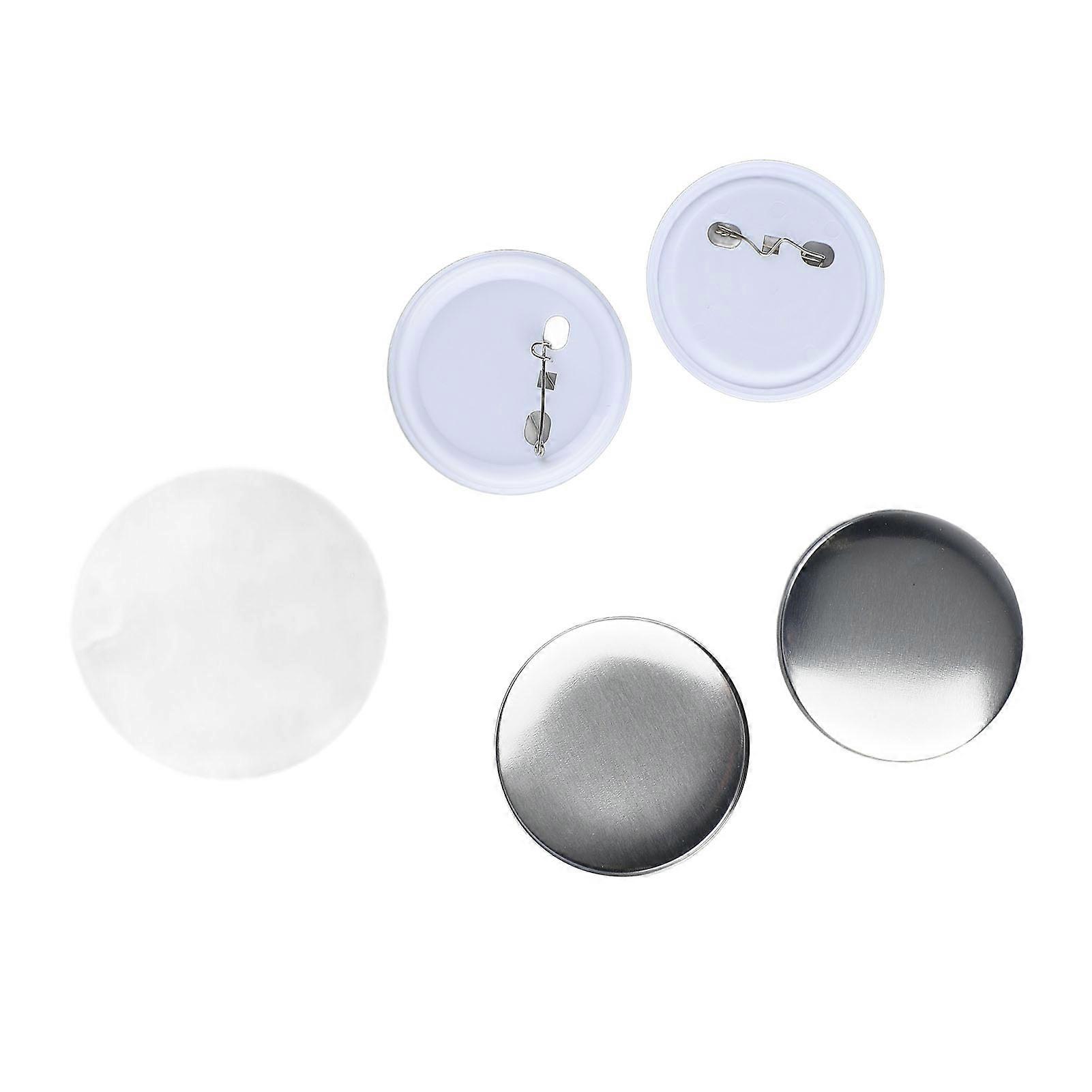 100 Set Pin Back Button Parts 2.3in Diameter Tinplate Plastic Base Button Making Supplies for Badge Craft DIY 