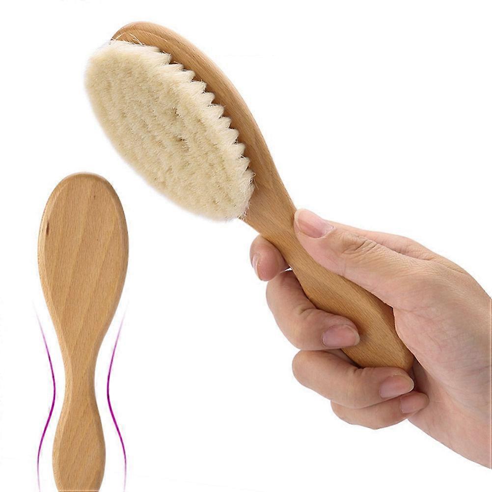 Dense Wool Beard Brush with Curved Handle for Gentle Grooming and Cleaning, Suitable for Home and Barber Use