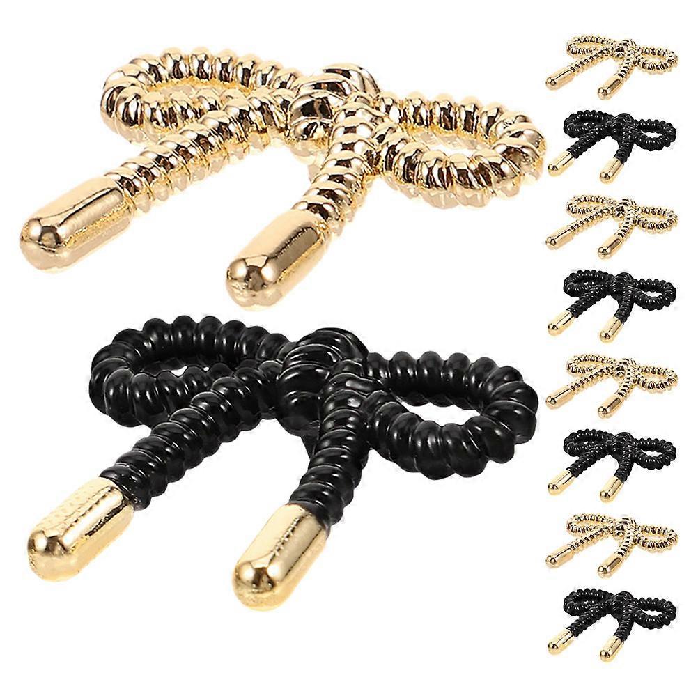 10pcs Bowknot Metal Buttons for Women – Black & Light Gold Fasteners for Sweaters, Coats, Shirts – DIY Sewing Craft Accessories with Chic Design