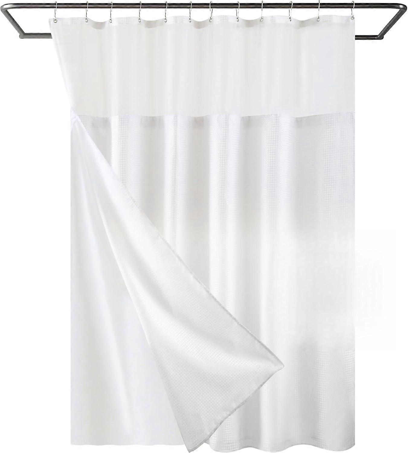 Shower Curtain,Waffle Weave Shower Curtain with Snap-in Fabric Liner