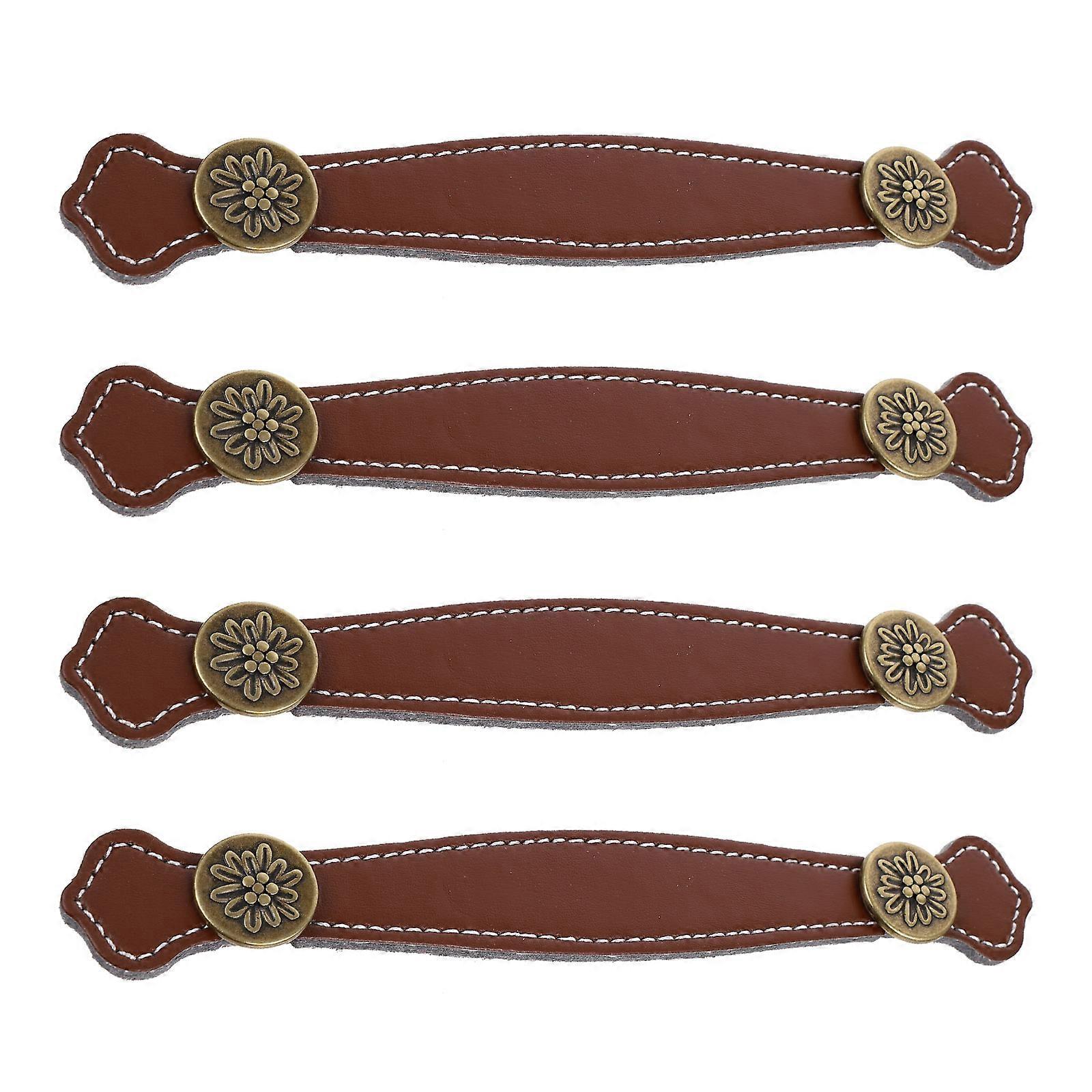 مقابض خزانة زخرفية نمط عتيق من سبائك الزنك الجلود ديكور المنزل 19.3x2.8 سم 4 قطع