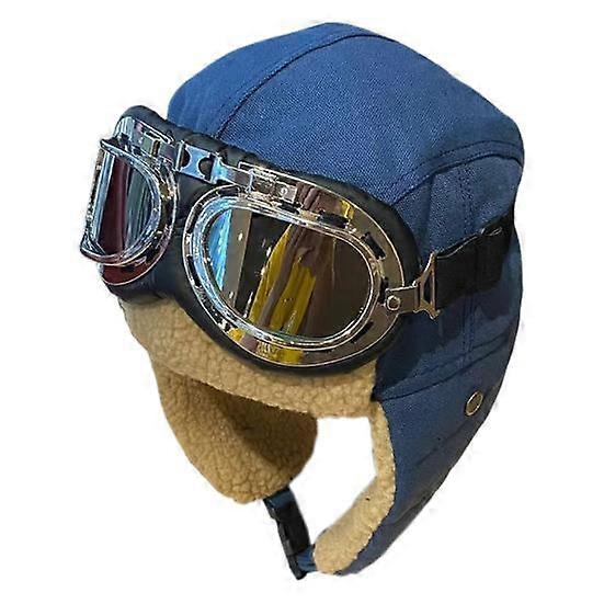 Unisex Winter Hat with Goggles Thickened Velvet Lined Ear Protection Fuzzy Windoroof Buckle Fasten Heat Retention Outdoor Skiing Skating Lei Feng Hat