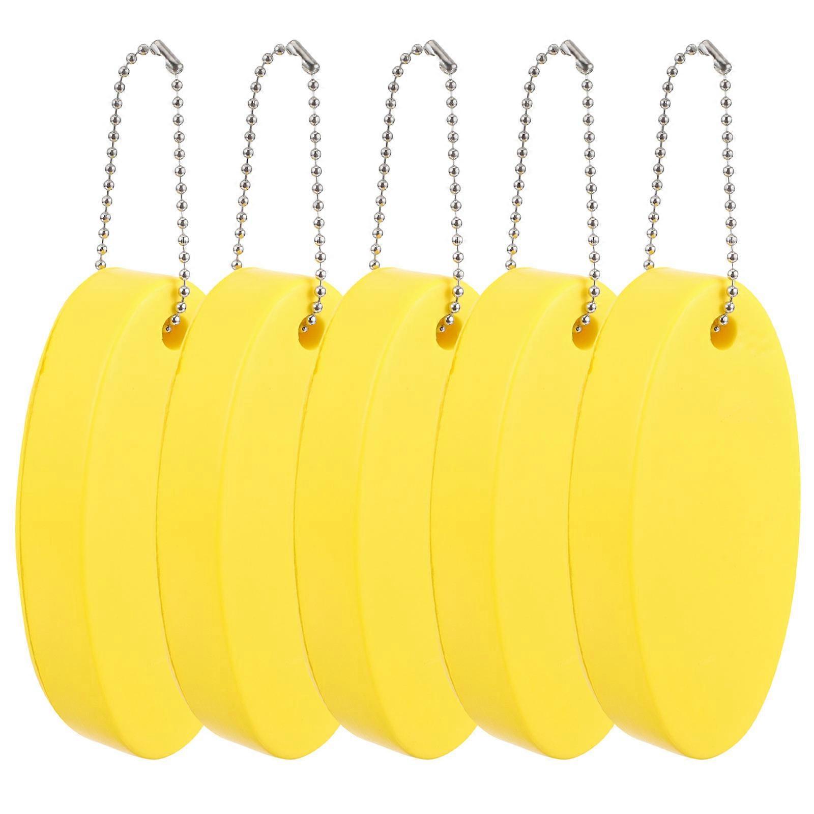 Pu Key Chain Floating Keychain Holder Outdoor Activities Yellow 8x3.5cm Waterproof Durable 5Pack