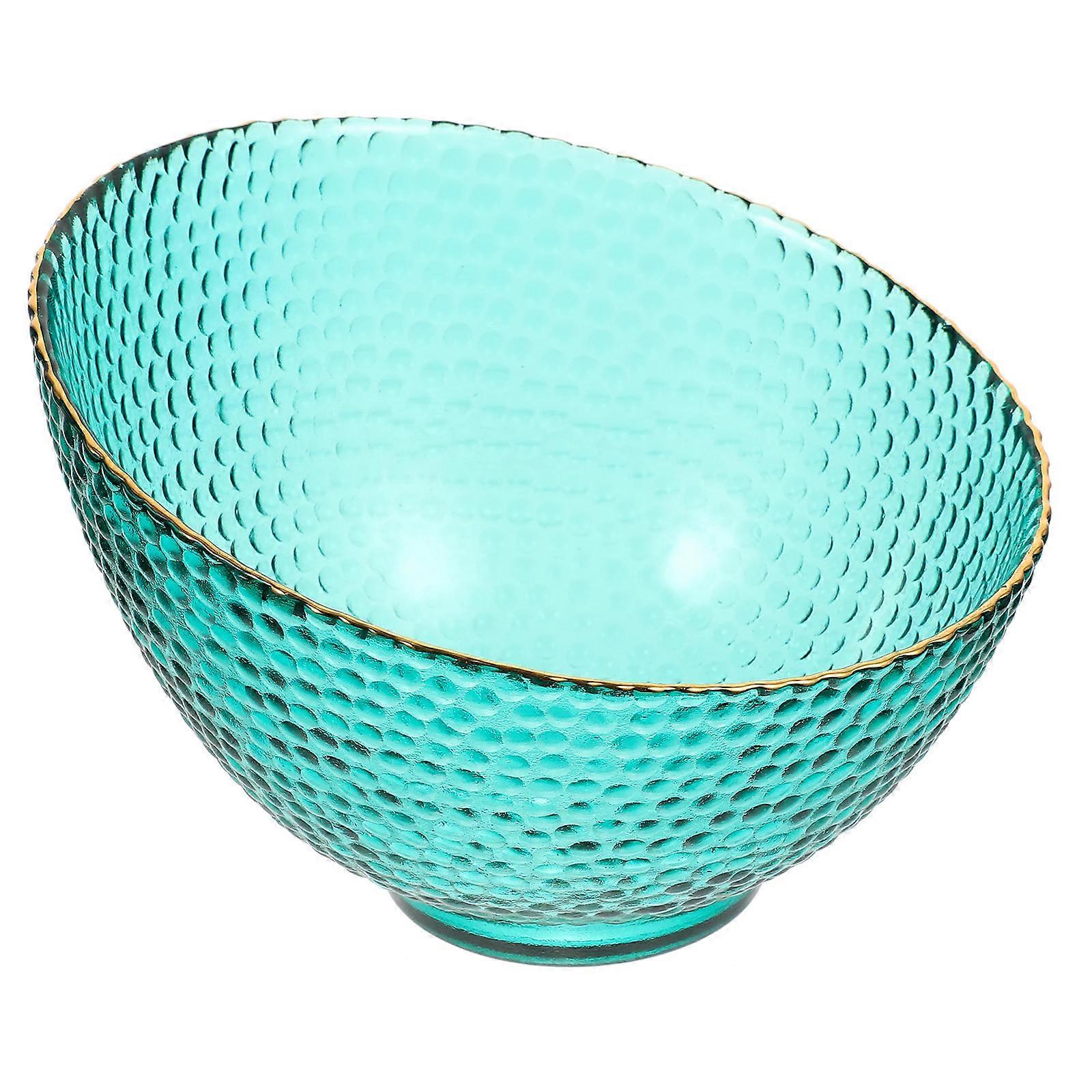 Green Glass Salad Bowl for Storage with Smooth Surface and Workmanship 7.5 Inches