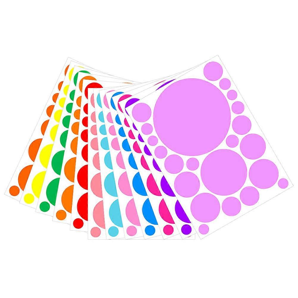 Colorful Round PVC Adhesive Wall Stickers 12 Sheets Multi Colored Decals for Nursery, Bedroom, or Living Room Decor Easy DIY Application for