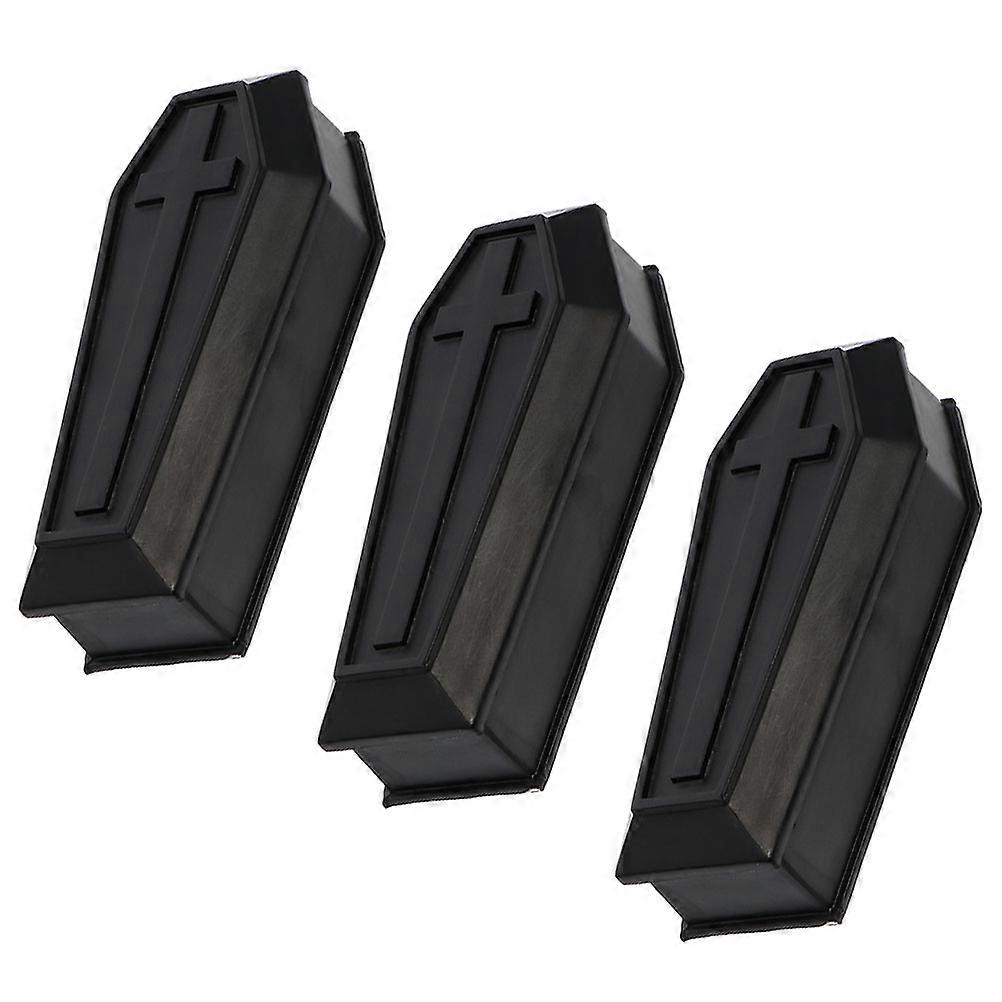 Halloween Miniature Coffin Boxes 3pcs Spooky Decorations for Trick or Treating, Pranks & Lightweight Party Props