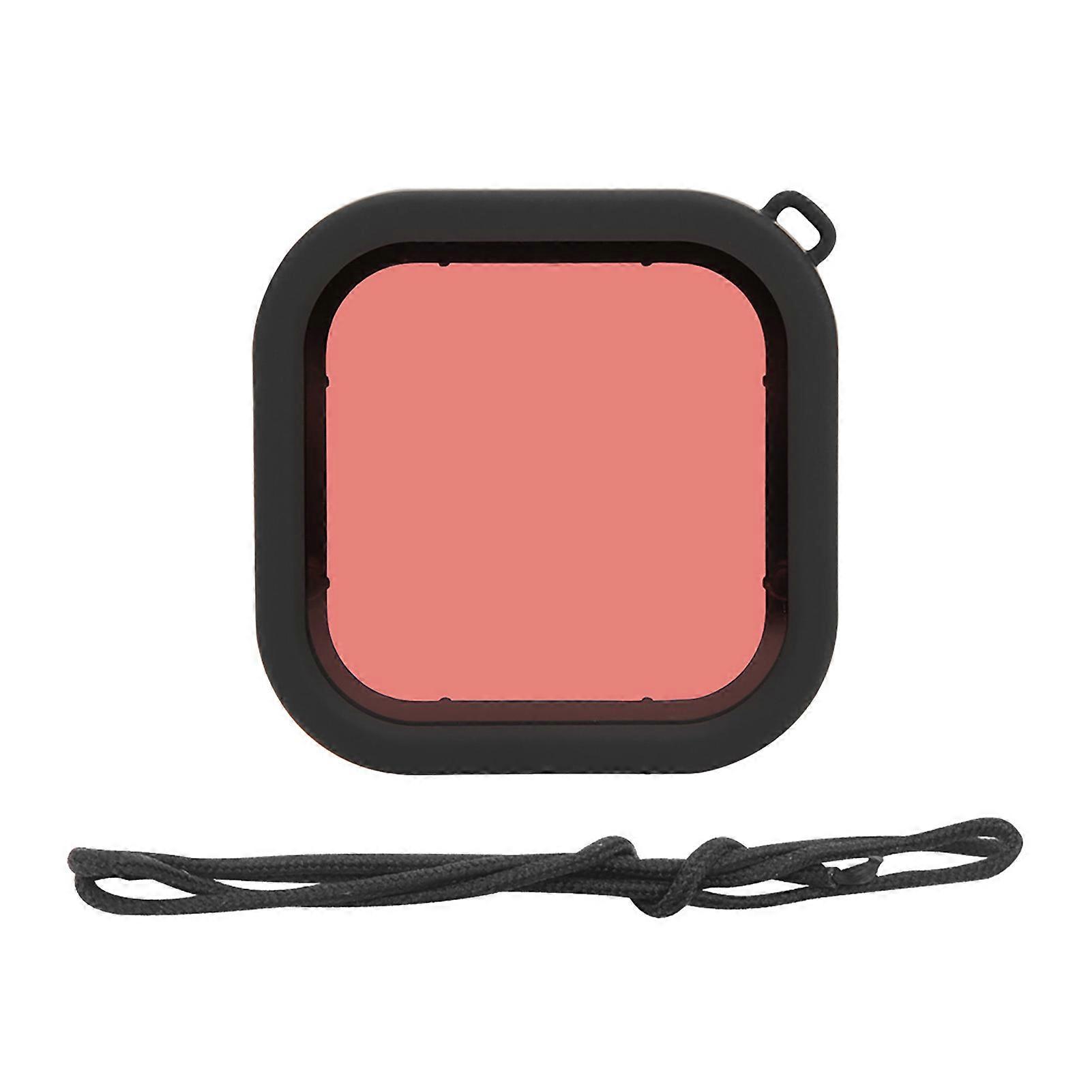 ABS Diving Lens Filter with Rope for GoPro 8 Action Camera Waterproof Shelllight red