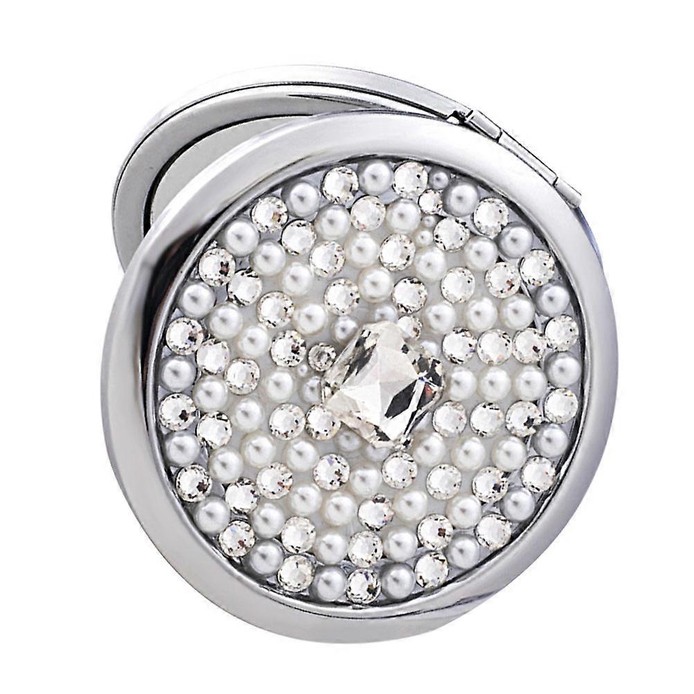 Compact Cosmetic Mirror Double Sided Magnification Multi Angle Viewing 7x7cm Silver 1Pcs