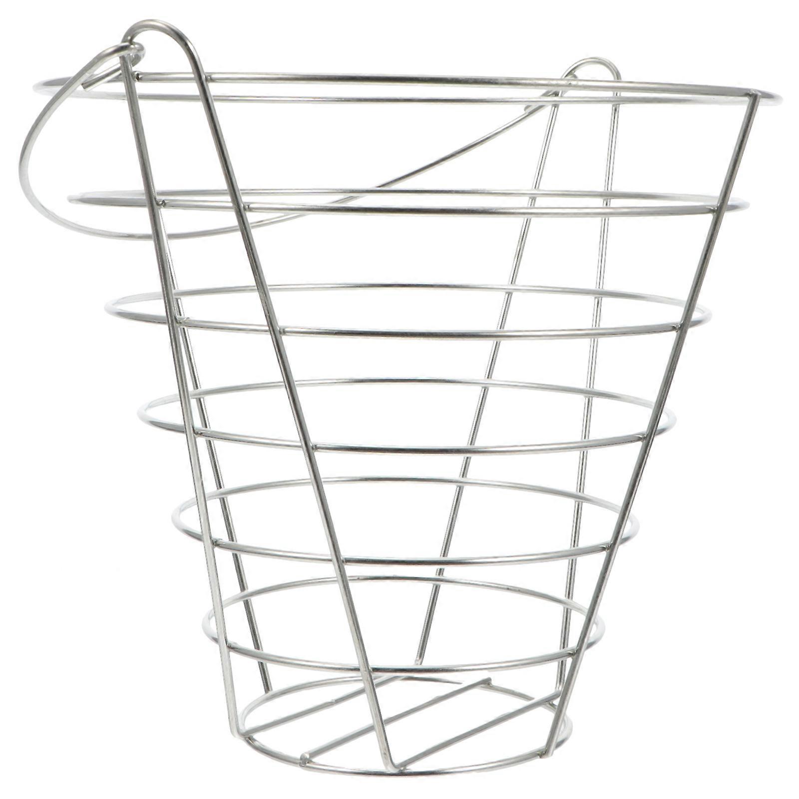 Metal Ball Holder with Handle for Golf Balls Stadium Training 23X21X21CM Silver 1Pack