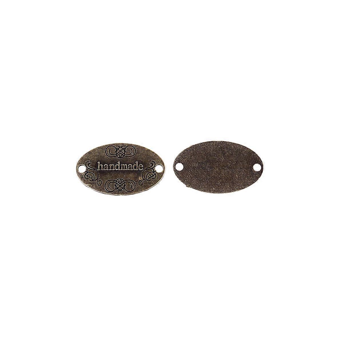 Handmade Label Metal Charms For Necklace Bracelet Gift Making With Retro Style Measuring 3.00x1.80x0.10cm In Golden Color - 60Pcs