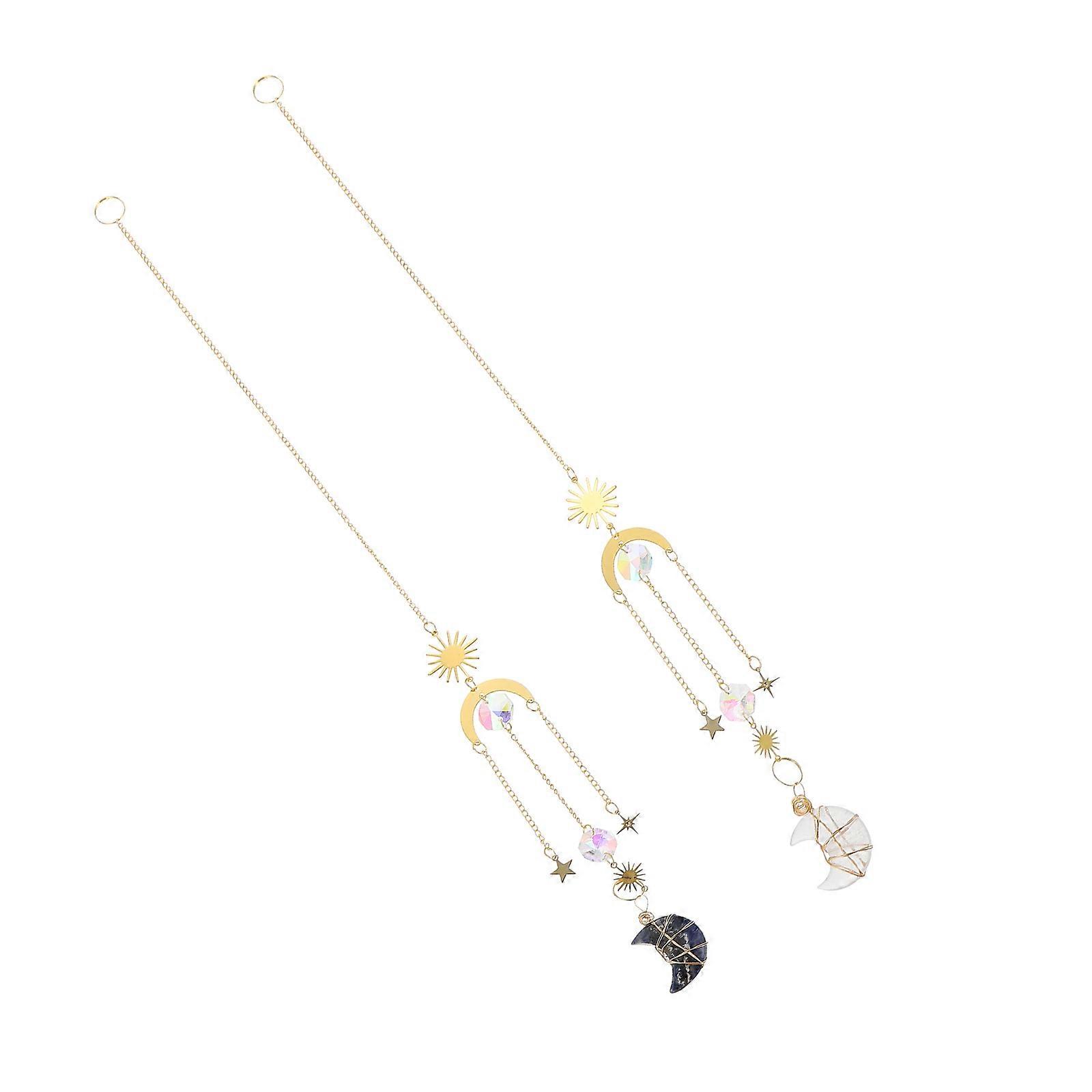 Ceiling Fan Pull Chain 2Pack Moon Shape Crystal Decor Light Accessory For Home Decor Adults Multi Color 40x3cm