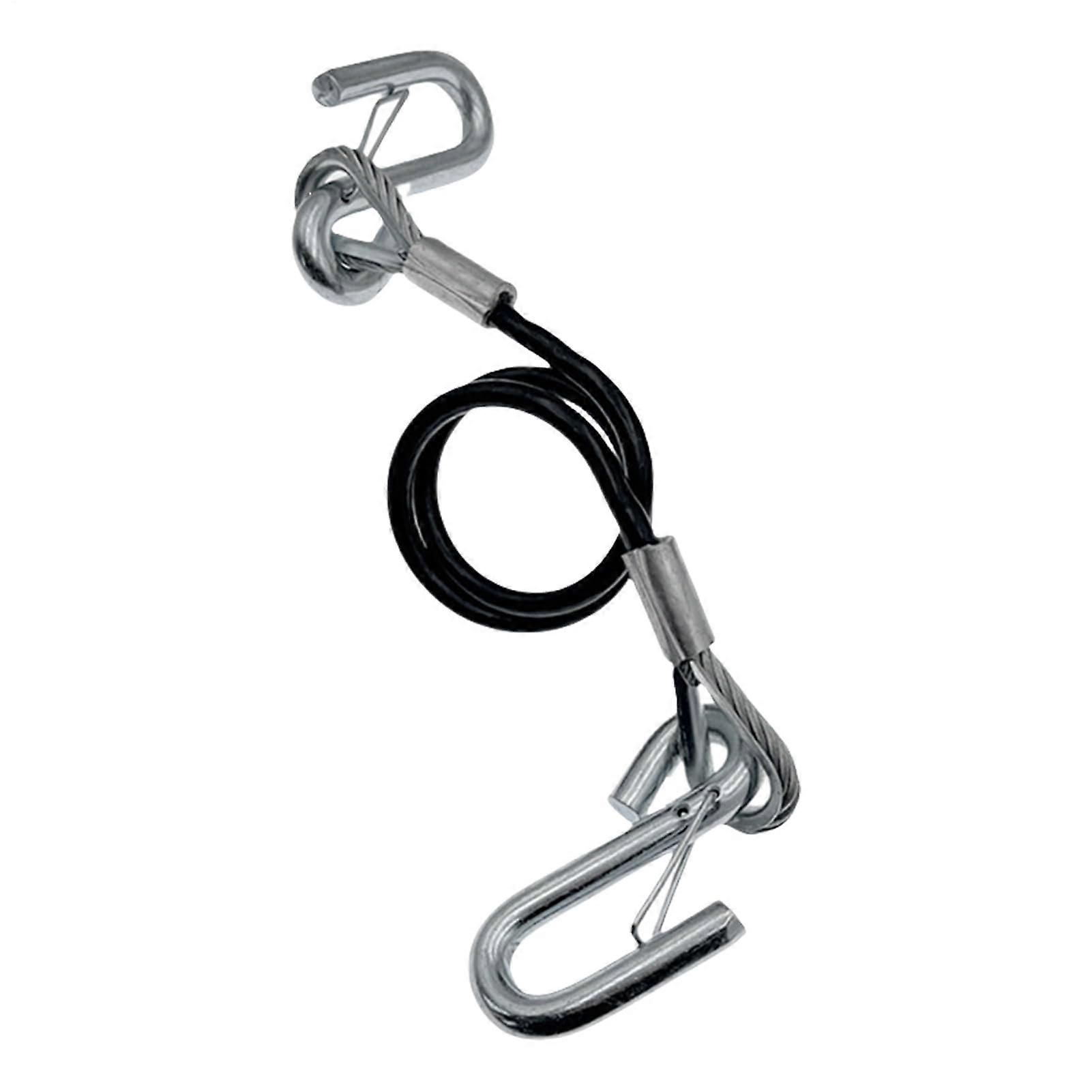 Trailer Brake Cable Self-Reeling Safety Tow Rope Kit, Spring-Wire Cable With S-Hooks, Adjustable Tow Cable Accessory For Camping