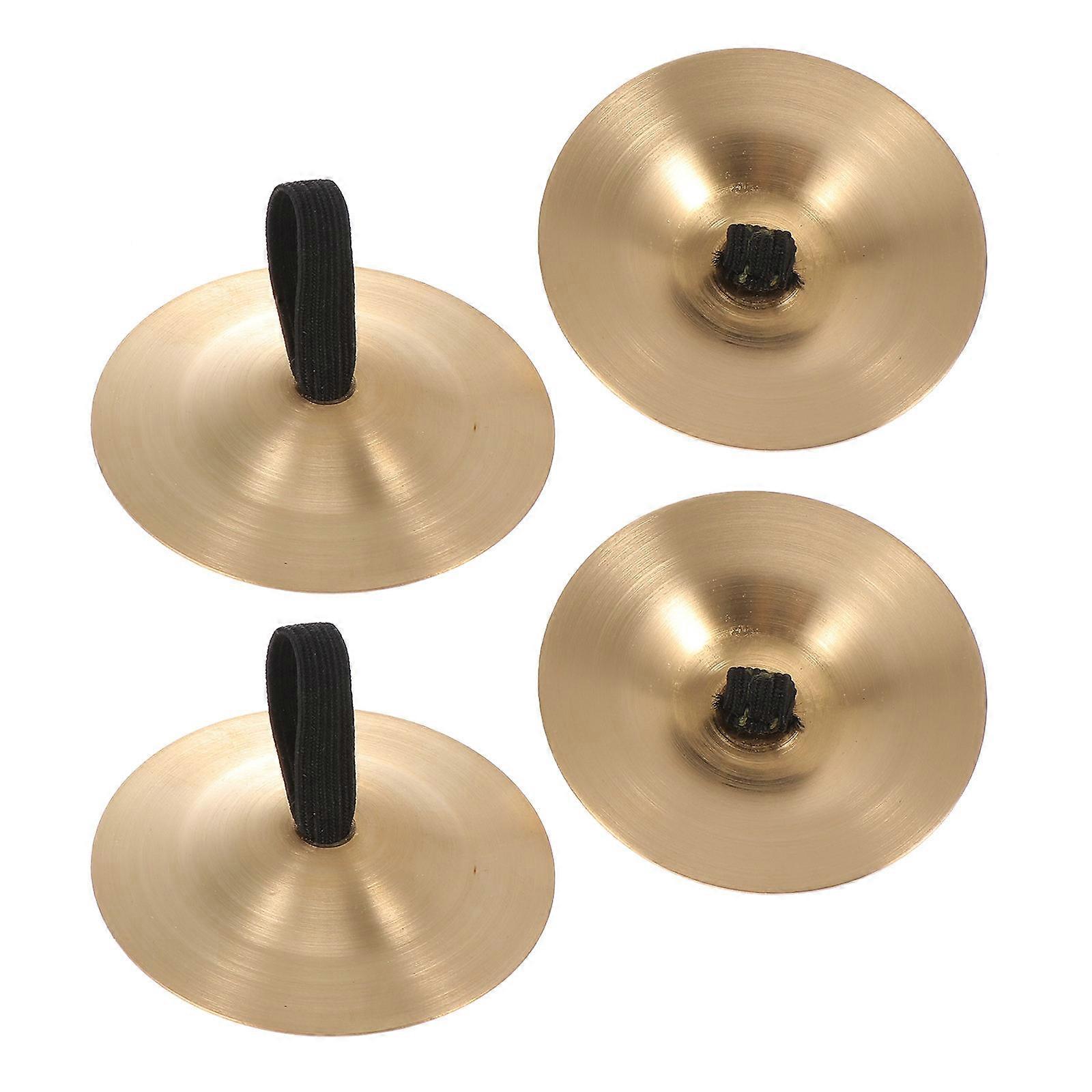 4Pcs Copper Finger Cymbals Musical Toys For Kids Belly Dance 5.50X5.50X0.50CM