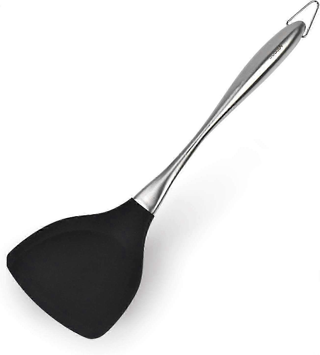 Silicone Wok Spatula 33.8 cm with Stainless Steel Handle - Heat-Resistant Cooking Tool for Non-Stick Pans and Wok Use