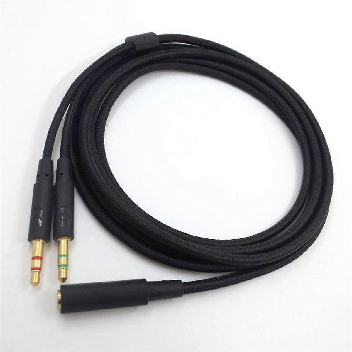 2 Pcs 3.5mm Universal 2 in 1 Gaming Headset Audio- Extend Cable for Cloud II/Alpha-/Cloud Flight/Cor