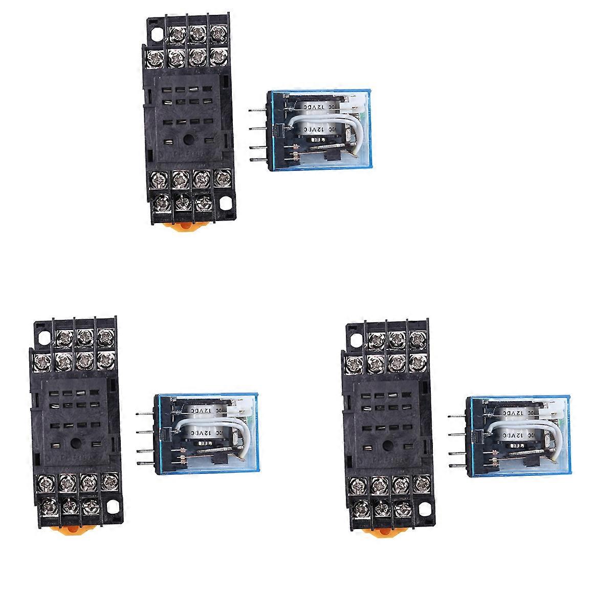 3X HH54P ΣΥΝΕΧΉΣ 12V σπείρα 4PDT 14 βάση ηλεκτρομαγνητικών ρελέ δύναμης καρφιτσών DYF14A