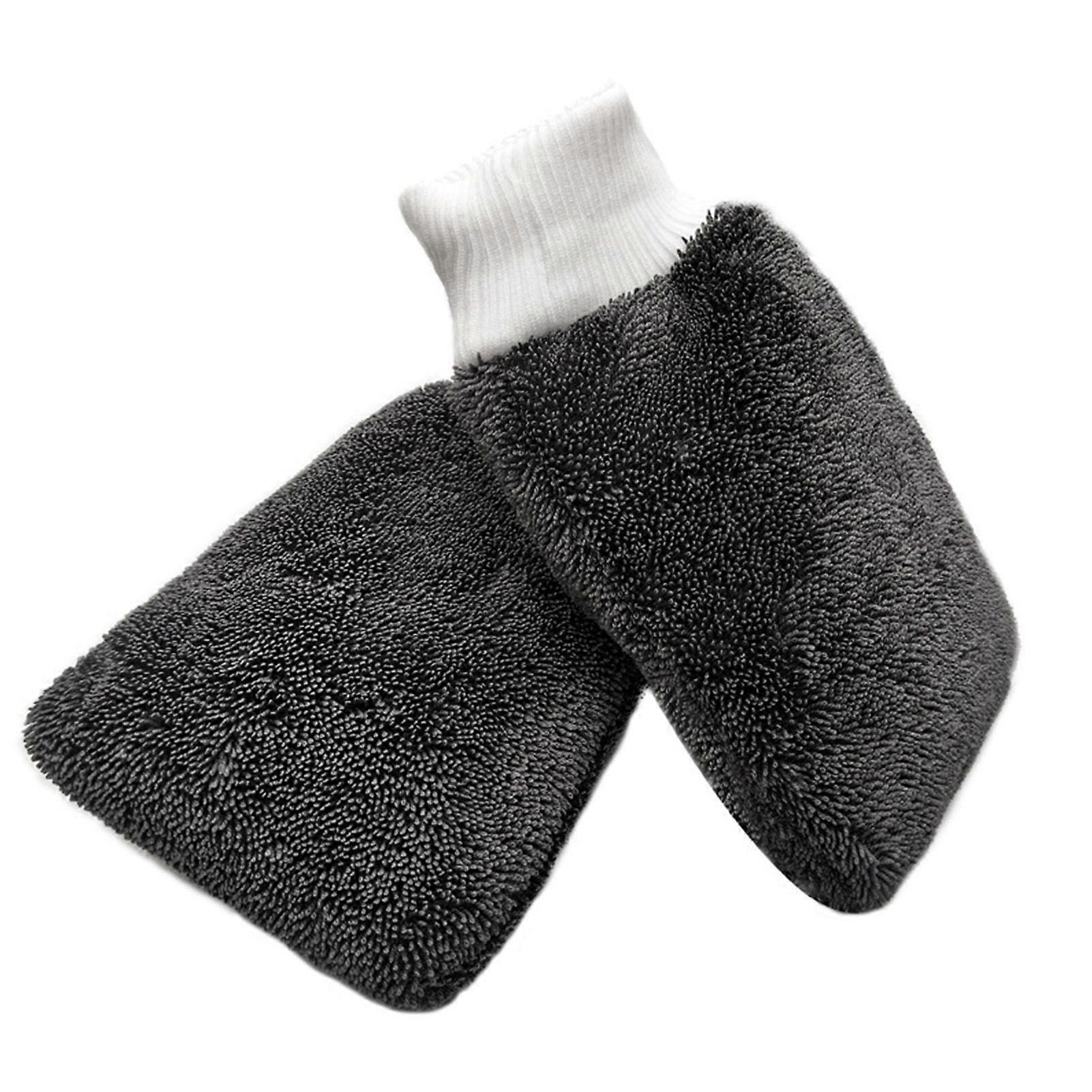 Scratch free microfiber wash mitt dual sided cleaning gloves