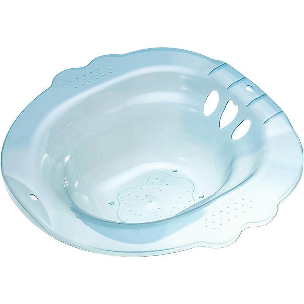 Sky-blue Plastic Sitz Basin for Home Use Wide and Deep Soaking Tub with Non-slip Design 7.5 Inches