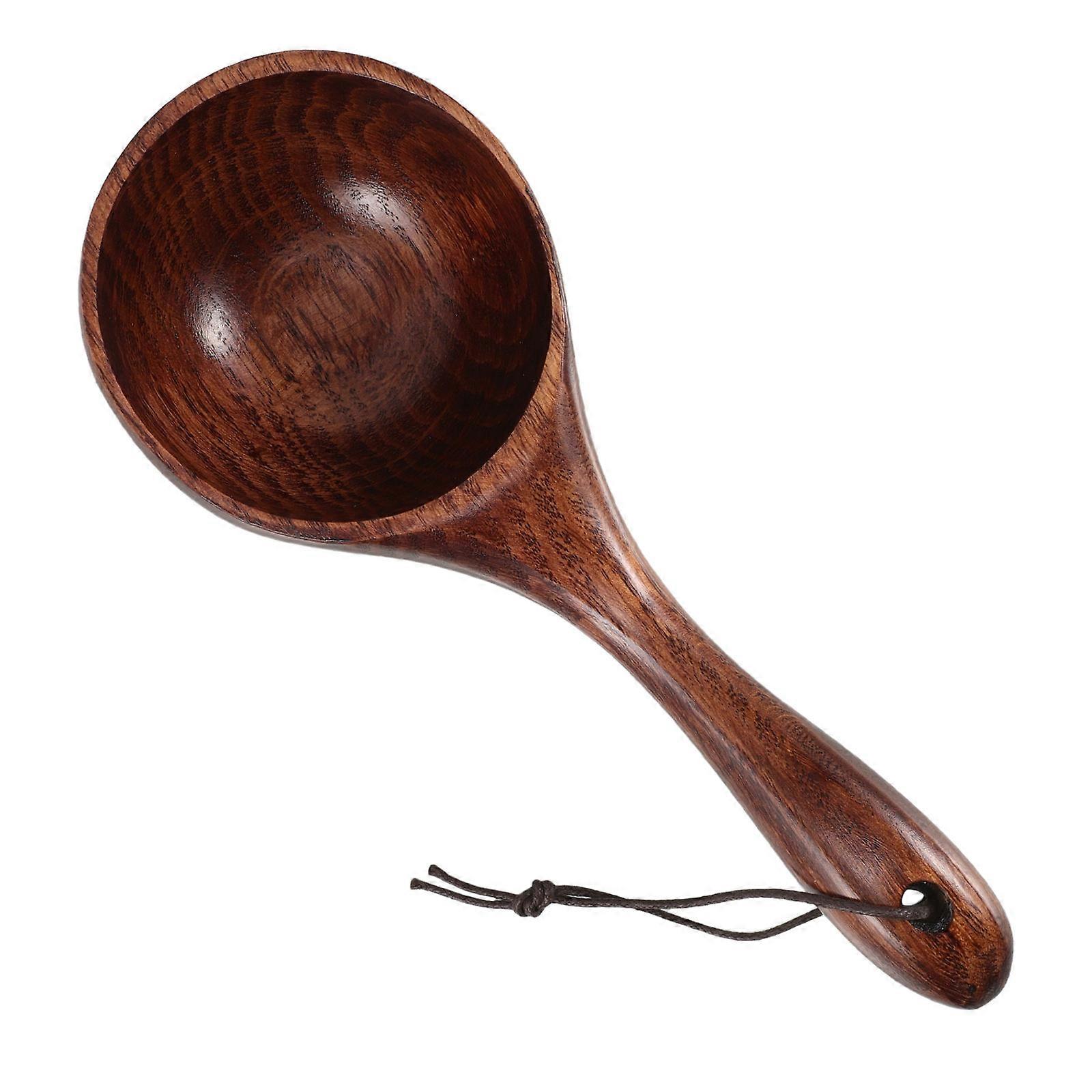 Wooden Scoop Spoon for Kitchen Use with Comfortable Grip and Sturdy Craftsmanship Coffee Color 7.5 Inches