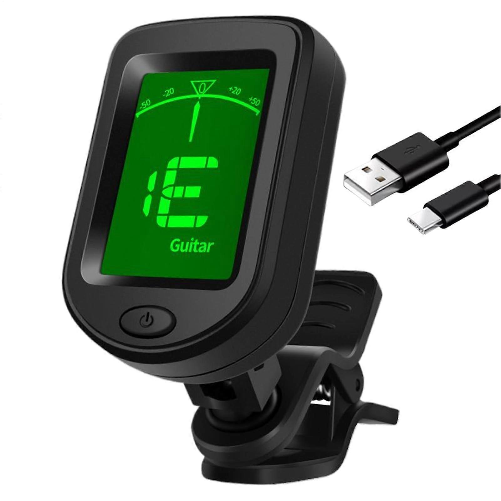 Clip-On Tuner for Guitar and Violin, Rechargeable, 360-Degree Rotation, Compatible with Bass, Ukulele, and Banjo