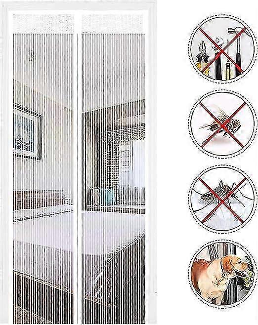 (85x200 Cm, White) Magnetic Mosquito Net Automatic Closing Door Curtain Insect Repellent With Magnets Without Drilling