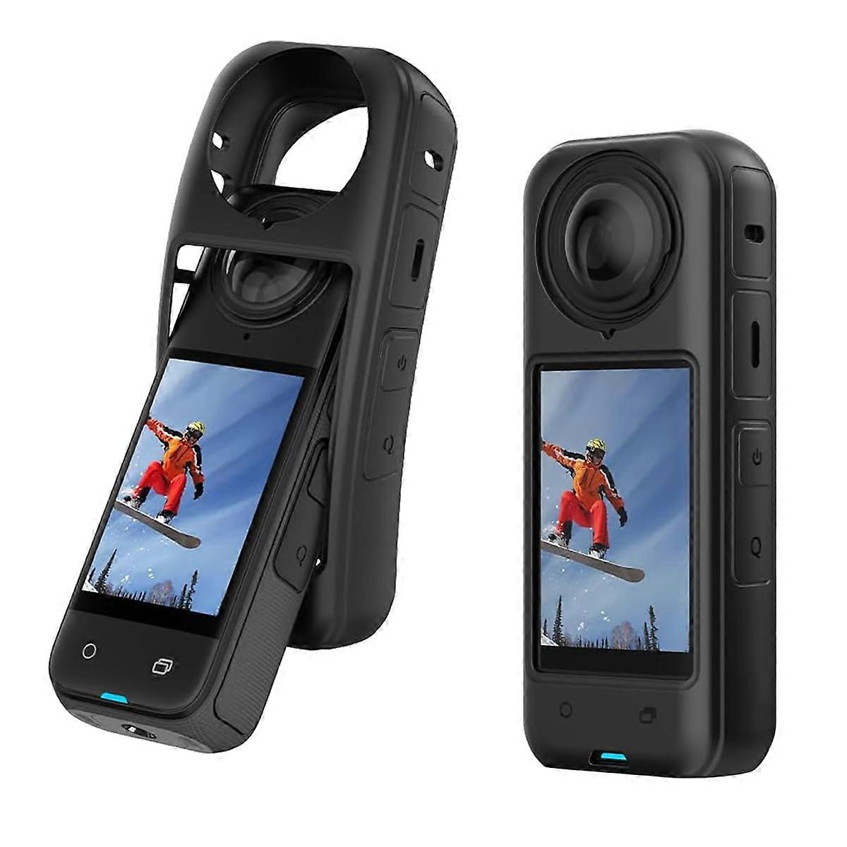 Silicone protective case for Insta360 X4, lightweight, shockproof, antiscratch frame with lens cover