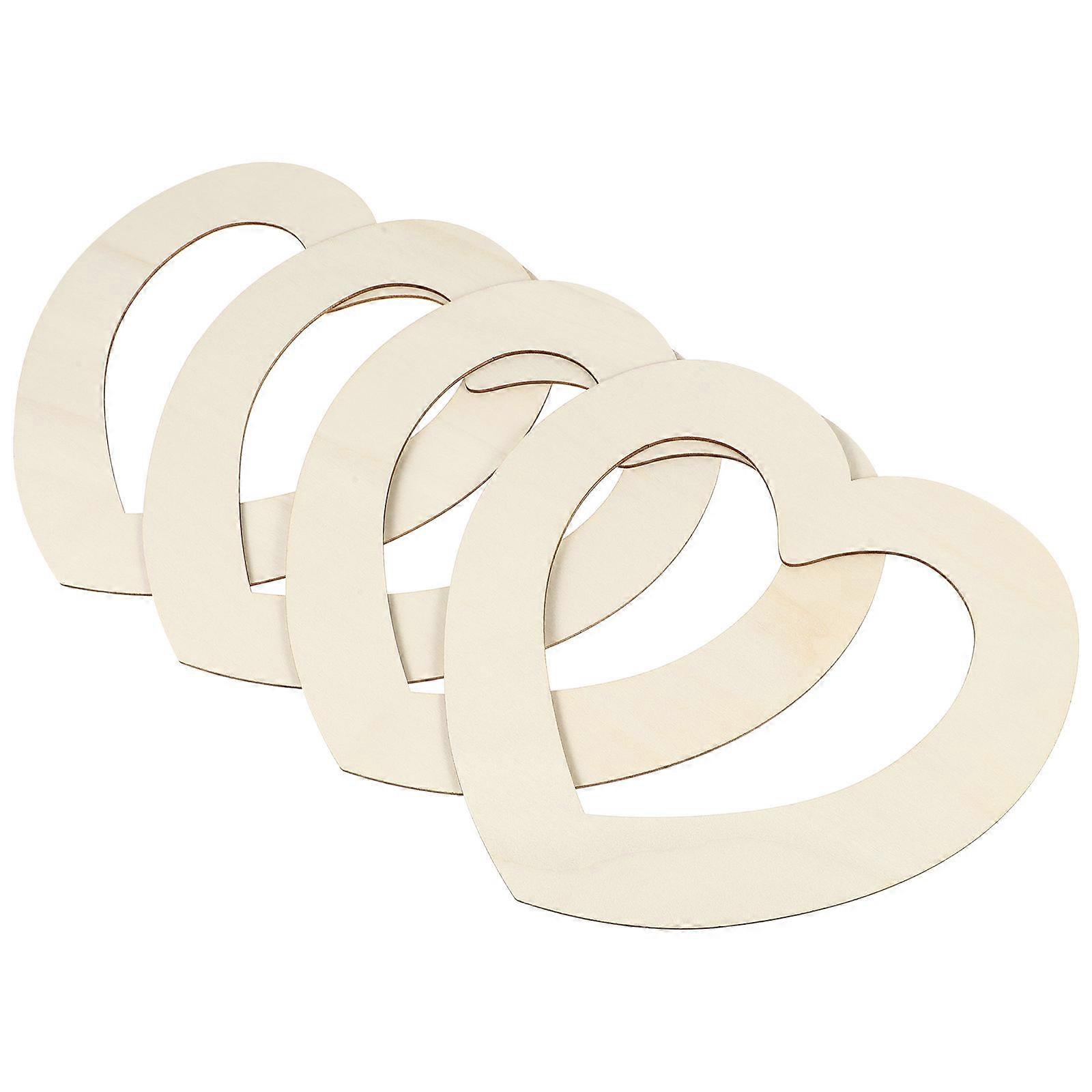 Heart Cutouts Wood 4Pcs Smooth Surface DIY Wood Slices For Kids Decoration And Craft Making 0.2X25X25CM Ideal For Event Activities