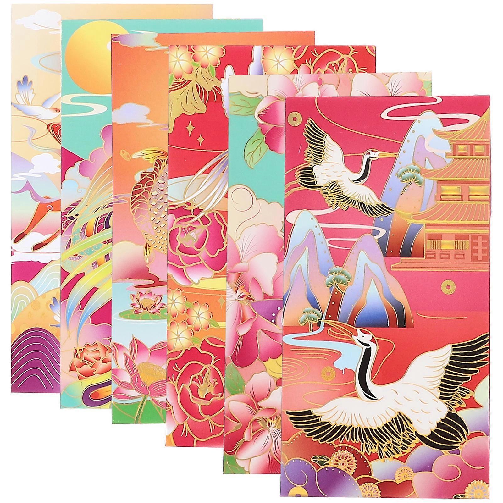 Lunar New Year Red Envelopes Money Container For Birthday 16.5X8.5CM 6Pcs