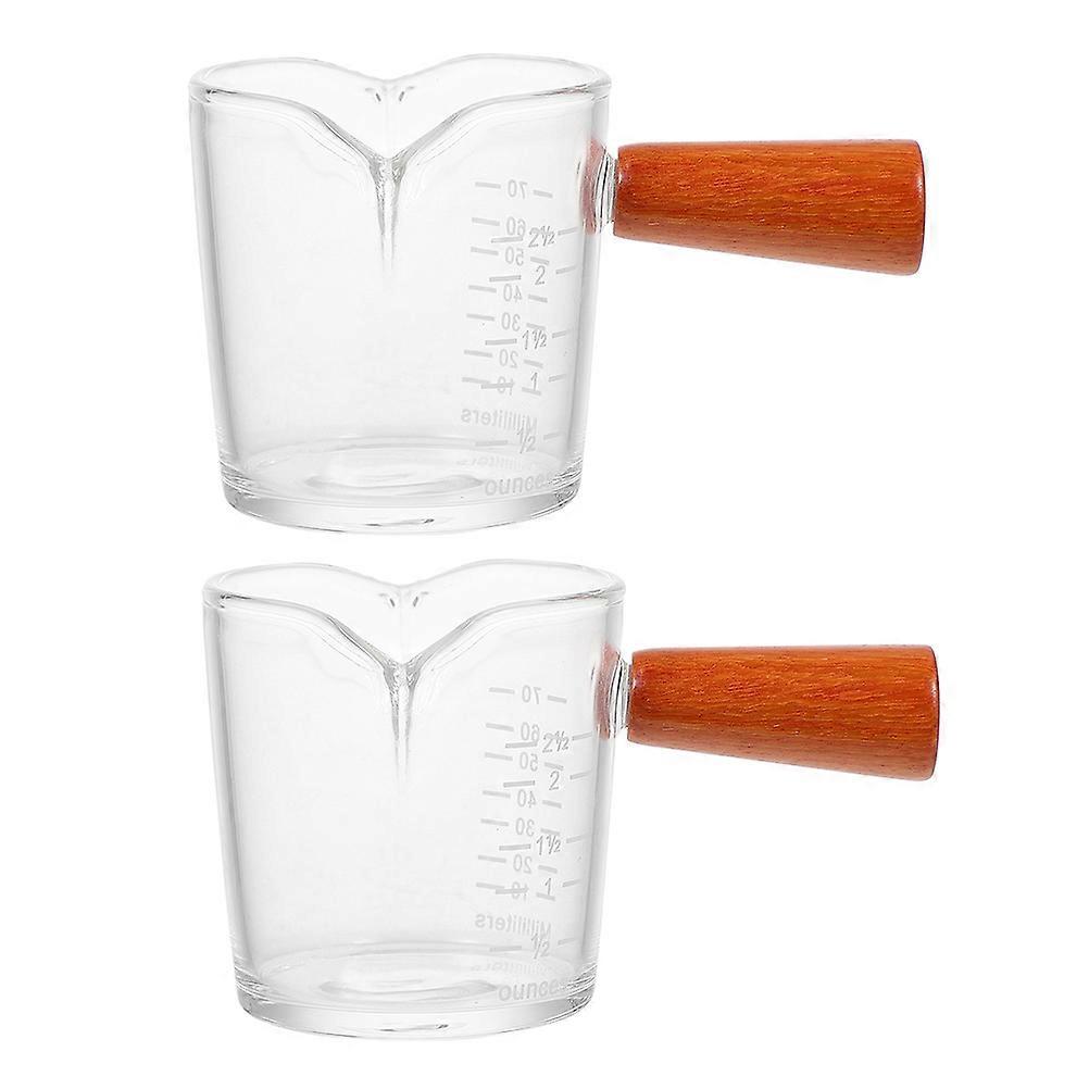 Scale Glass Coffee Cup with Wooden Handle for Home Use 2Pcs Set
