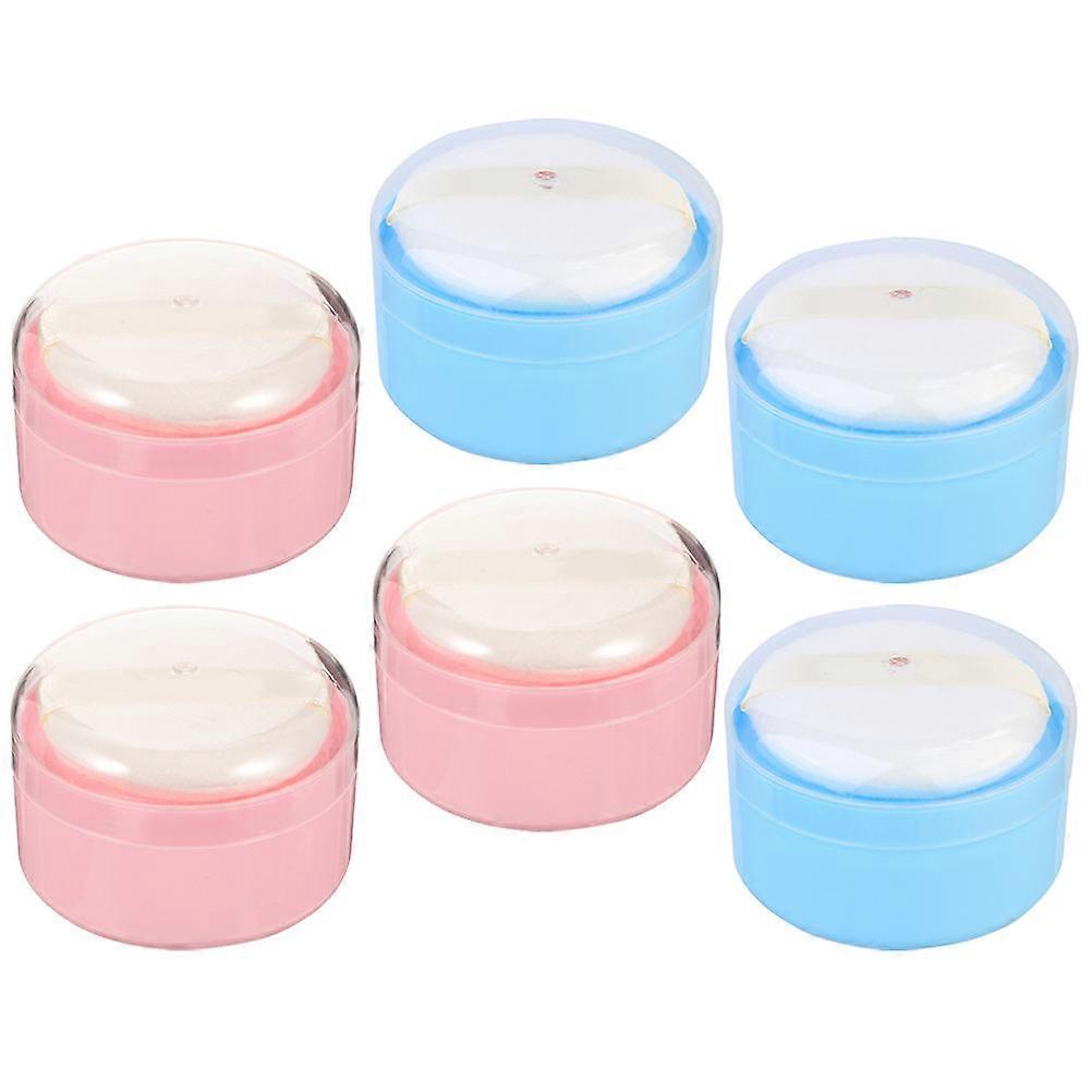 Child-Friendly Powder Storage Box 6Pcs With Puff For Hot And Humid Summer Travel Assorted Color Lightweight Carry
