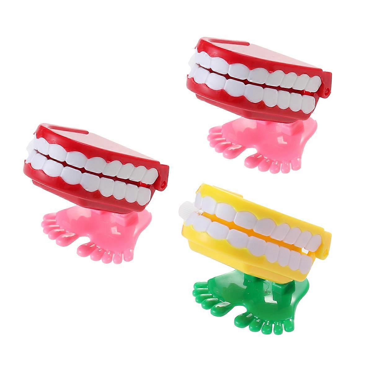 Tooth Wind Up Toys 3 Pcs Colorful Plastic Chattering Teeth Toys Perfect For Early Education Tools In Assorted Color For Enjoyment