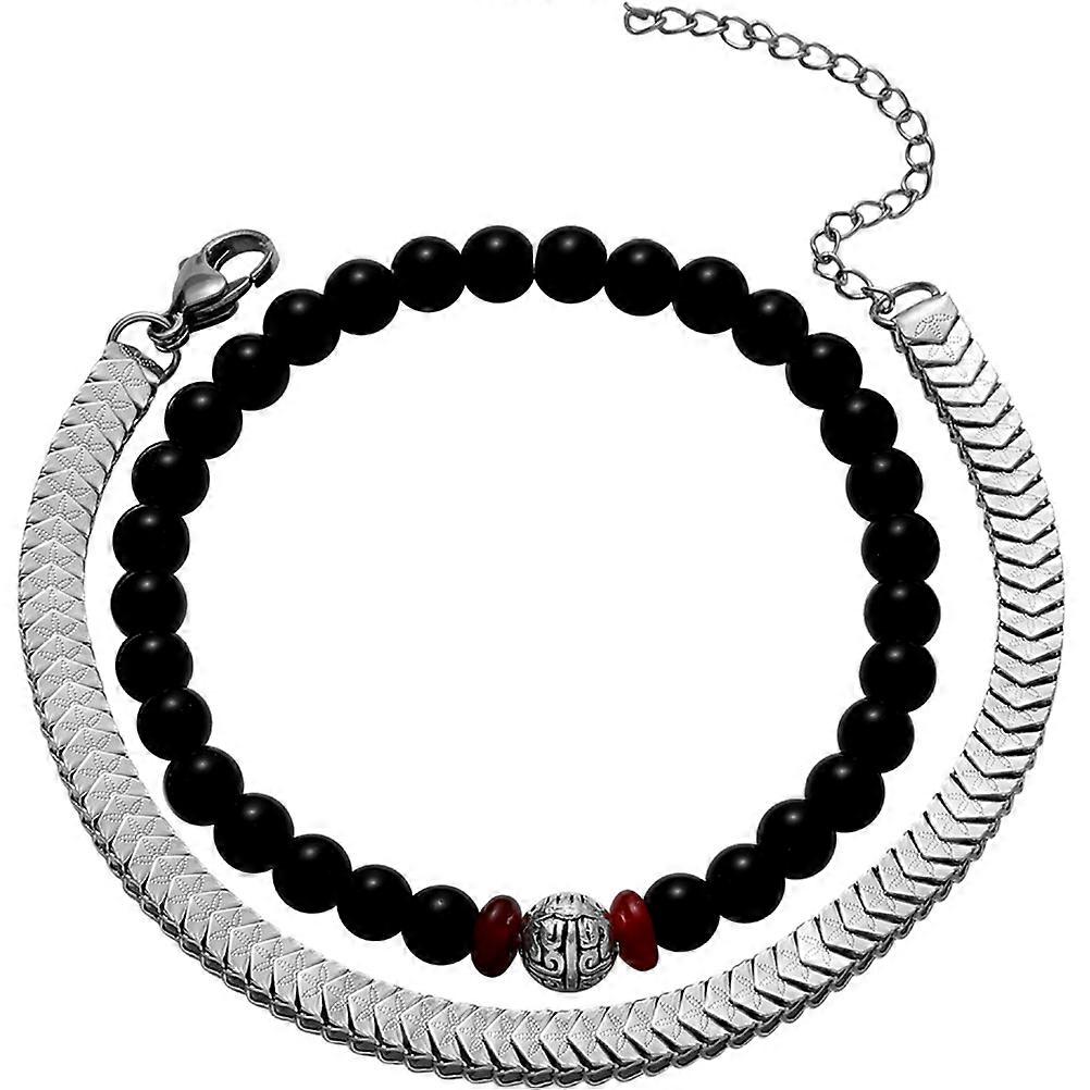 Beaded Bracelets Double Layer Bracelets for Decor 1Set Wrist Chain