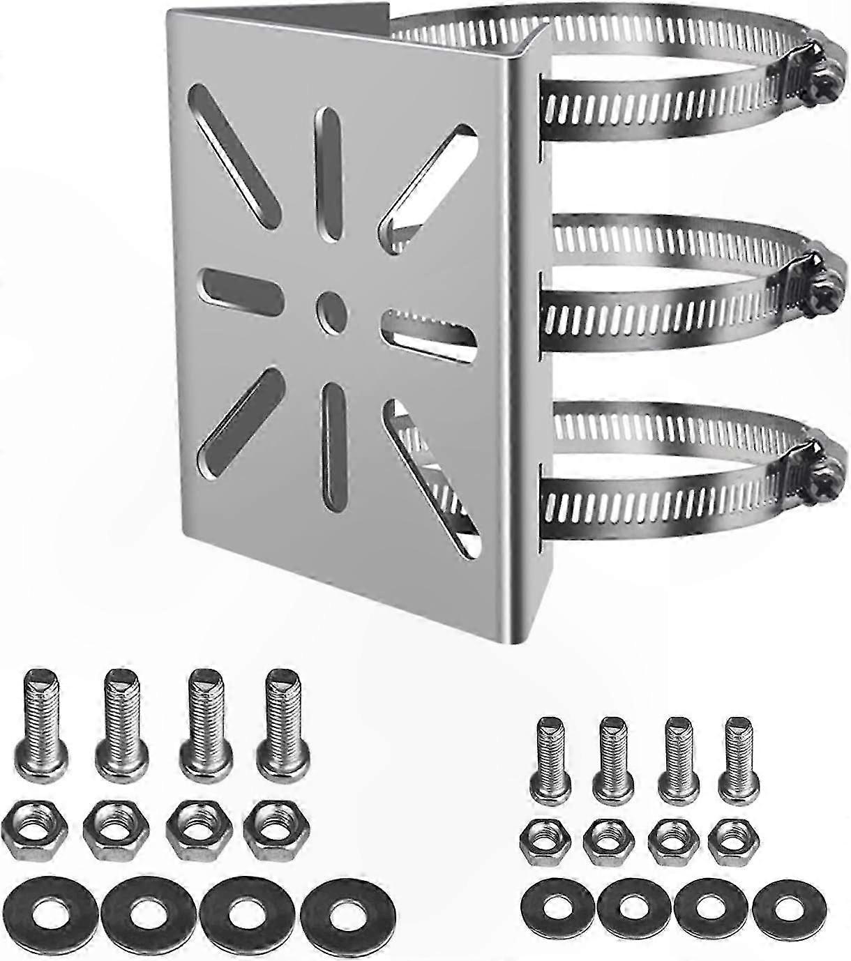 Stainless Steel Corner Mount Bracket for CCTV Cameras, Universal Pole Mount with 3 Loops, Small Size Security Camera Accessory