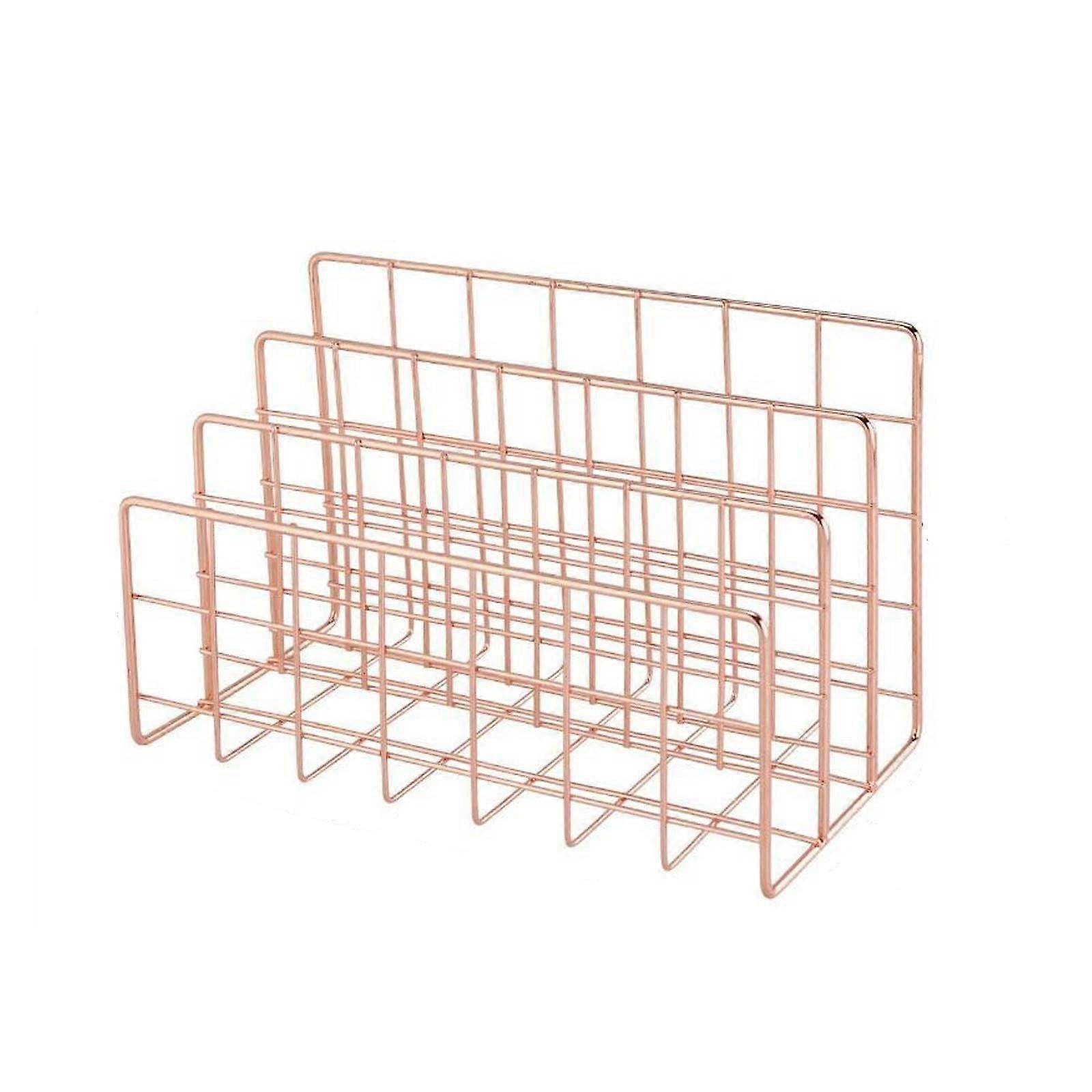 Document sorter, Bookshelf, Office desk, Gold metal book block, Desk decor, Magazine rack, Bookkeeper, Creative book stand (Color: Rose gold)