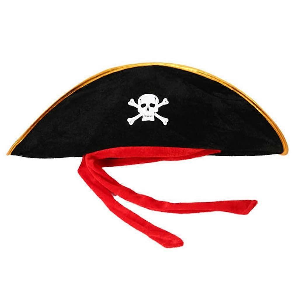 Pirate Party Hat With Skull Print For Halloween Cosplay Captain Theme One Size