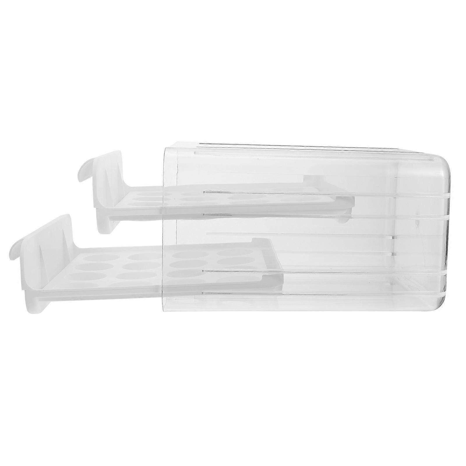 White Plastic Egg Organizer with 32 Compartments for Secure Storage in Fridge or Cabinet