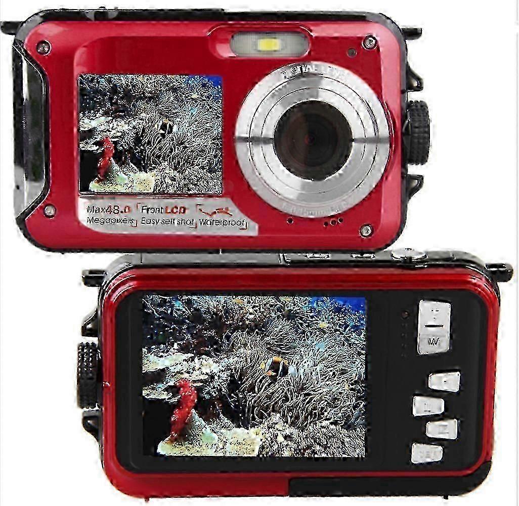 2025 10FT Waterproof Camera 2.7K 48MP 16X Zoom Underwater Digital Camera with Dual Screen Self Timer