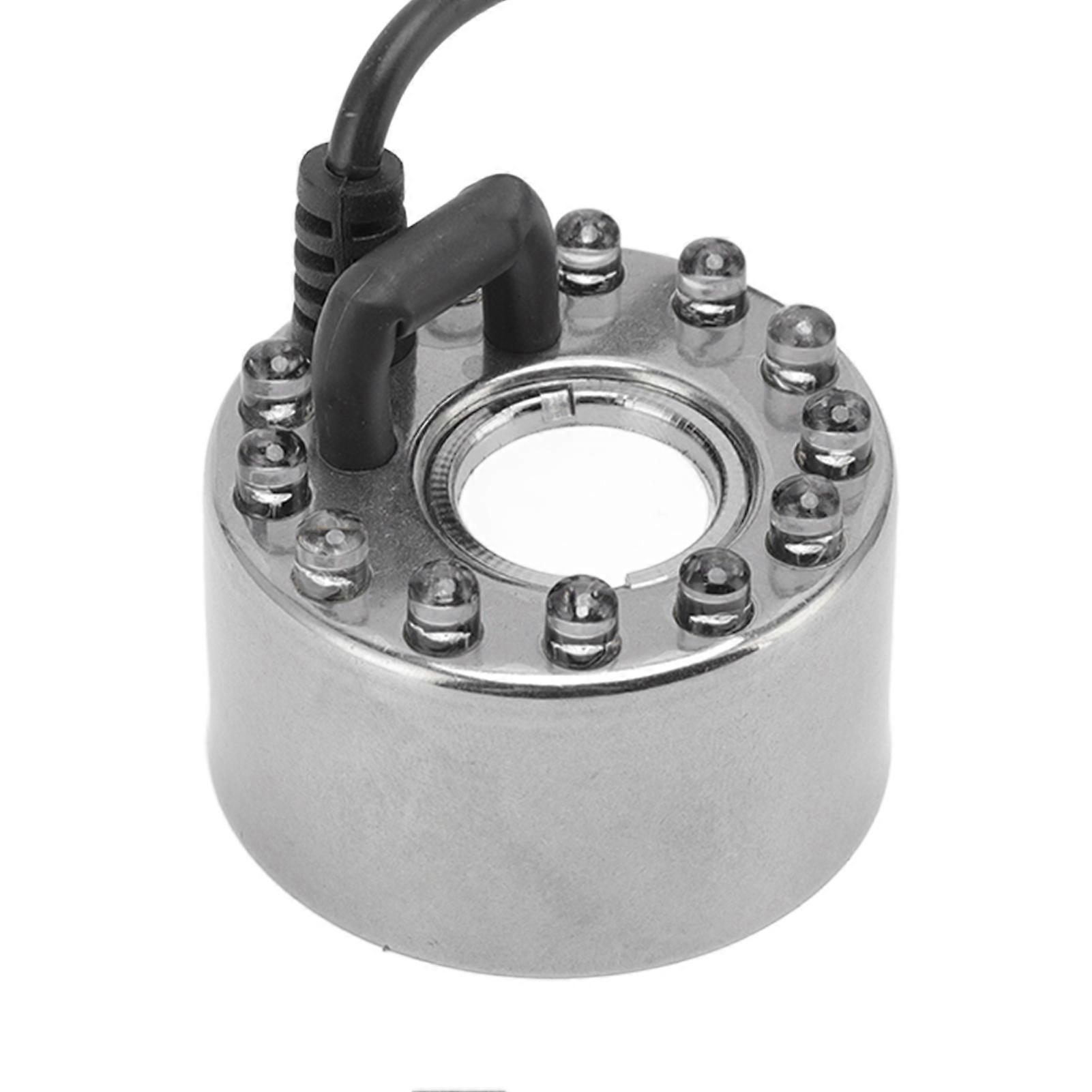 12 Lights Colorful Fog Maker Stainless Steel Water Mist Atomizer for Aromatherapy Oxygen Bar Waterscape Atomized Bonsai UK Plug 110‑240V