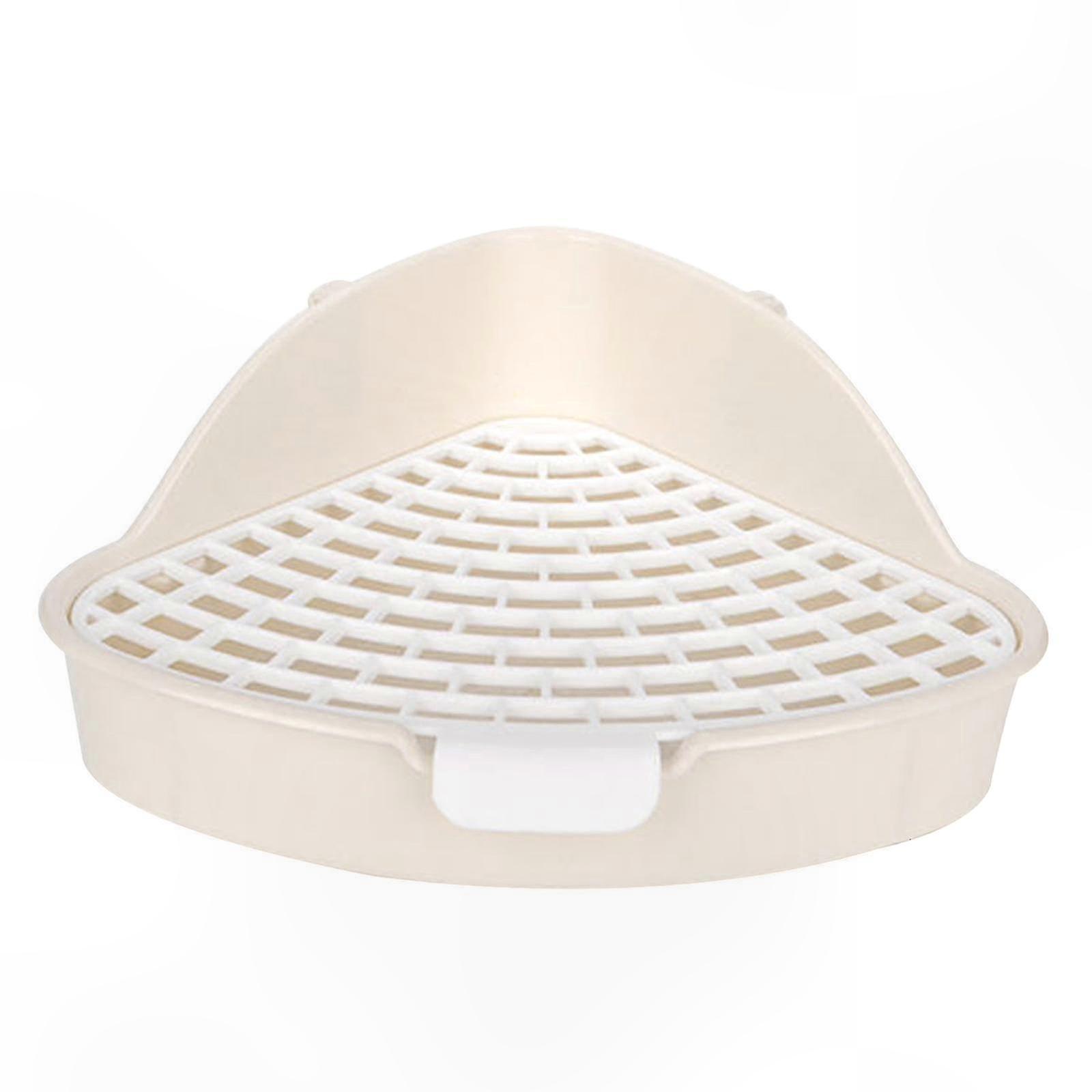 Triangular Corner Litter Pan with Grate for Small Pets Plastic Waste Tray