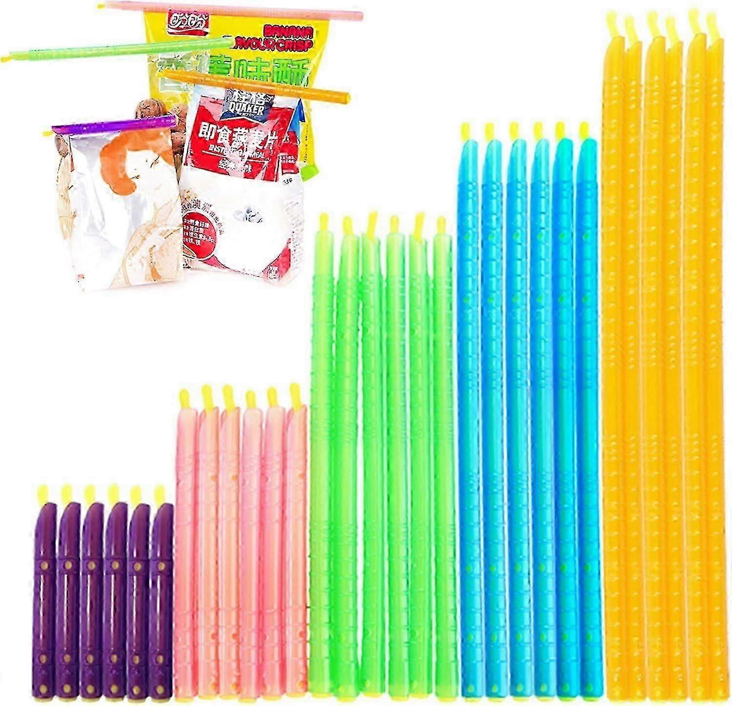 30Pcs Bag Sealer Sticks, 5 Different Color and Size Magic Bag Sealing Sticks, Fresh-Keeping Sealing Rod for Food Bag, Moisture-Proof and Reusable