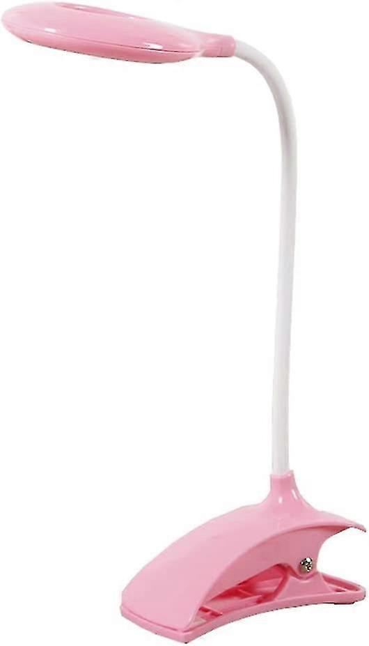 Portable LED Soft Light Lamp, USB Eye Care Clip Bed Light/Multifunctional/360 Degree Rotating Swan Arm Reading Lighting Tool Pink