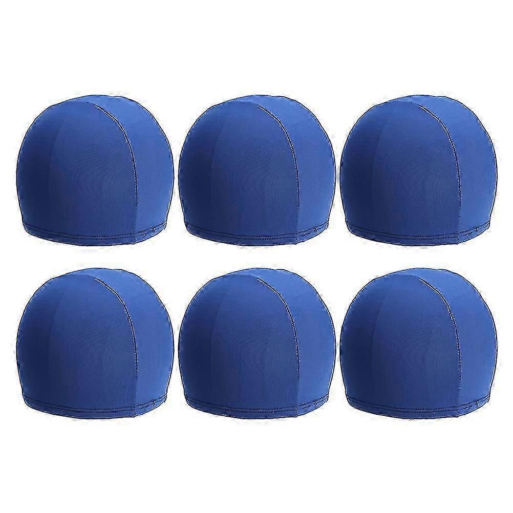 6 Pcs Adult Swim Stretchable Polyester Swim Swimming Hat Unisex Solid Color Swimming Caps Shower Caps Swimming Accessory (blue)-FCY