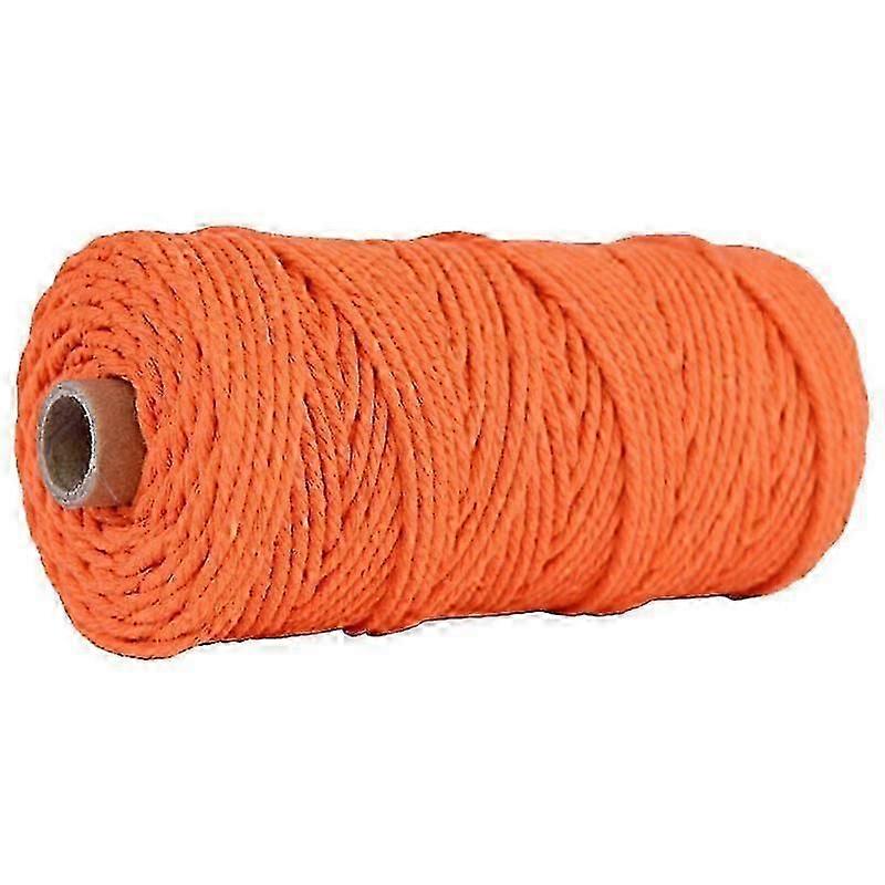3MM 100M Macrame Cord, 4-Strand Twisted Cotton String Natural Cord Rope for Various Craft Projects (orange)
