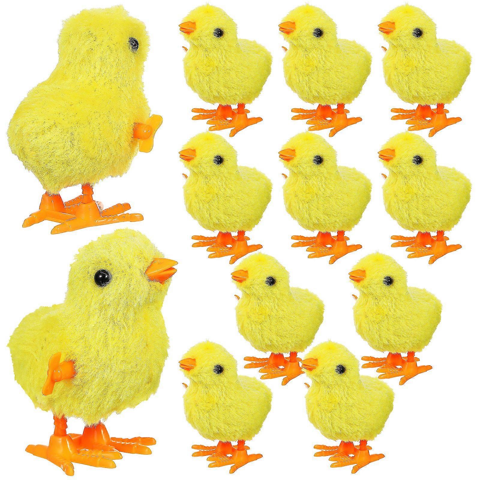 12 Pcs Wind Up Chick Toys Wind-Up Jumping Cute Small Chicks Plush Chicken Walking Toy Plush Chicks For Kids Goodie Bags Party Favors