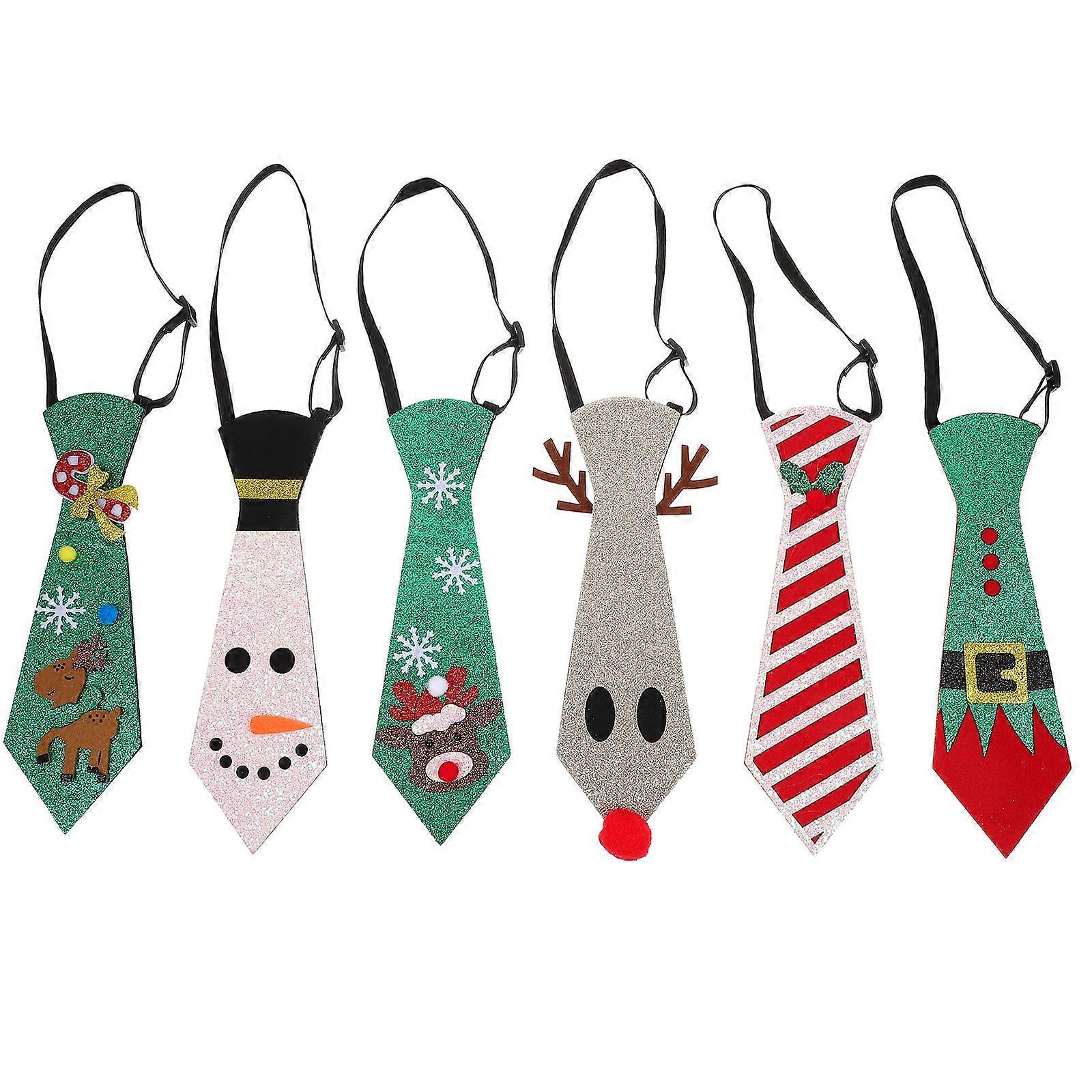 Novelty Necktie Decorative Tie for Party Cosplay Dresses Assorted Color Felt Cloth Material 6Pcs