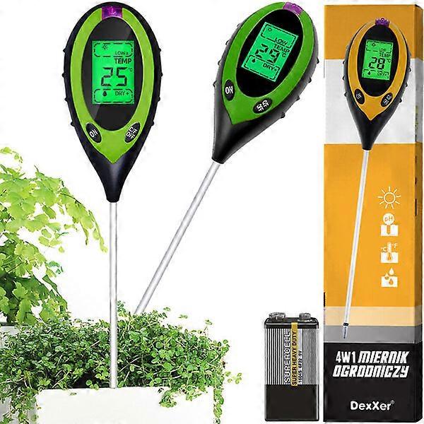 Four-in-one electronic soil pH meter with solar sensor for multi-functional measurement