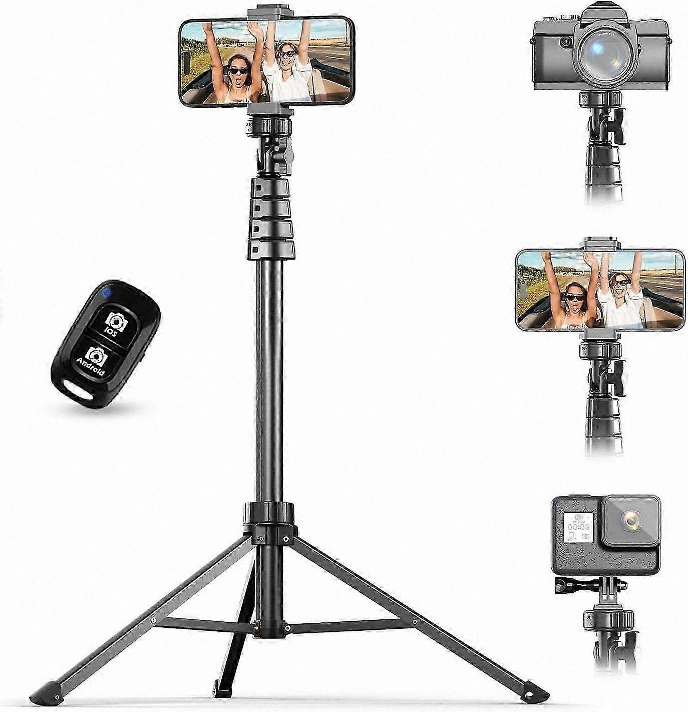 67 Inch Adjustable Phone Tripod and Selfie Stick, Portable Camera Stand with Wireless Remote for Photography